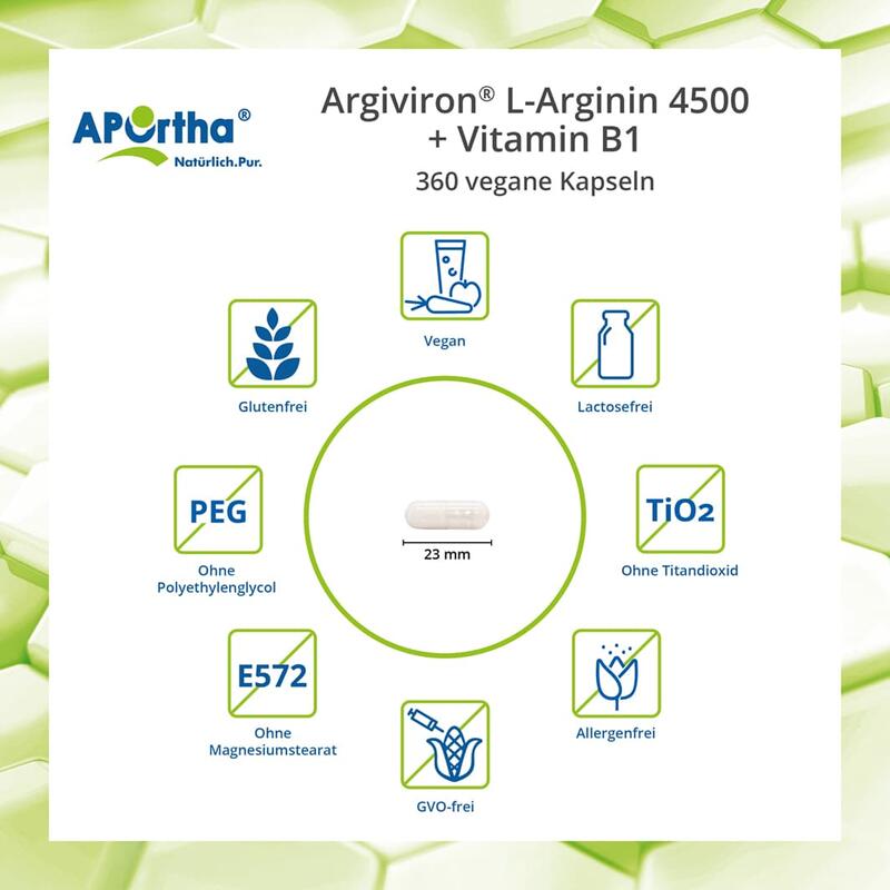 Argiviron® L-Arginin 4500 + Vitamin B1 - 360 vegane Kapseln