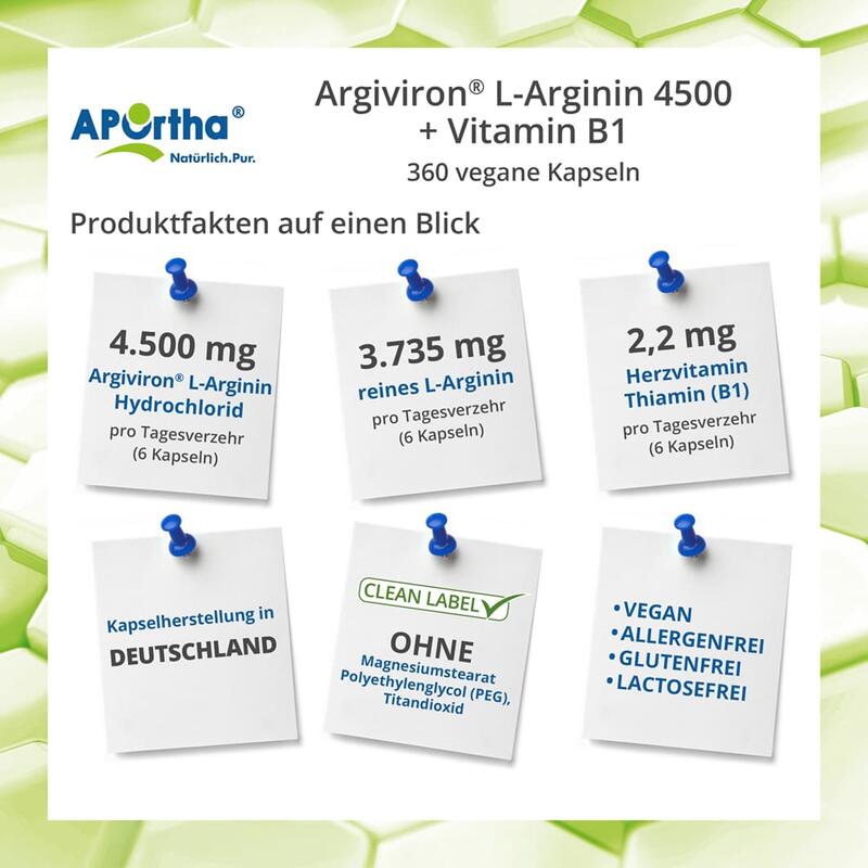 Argiviron® L-Arginin 4500 + Vitamin B1 - 360 vegane Kapseln