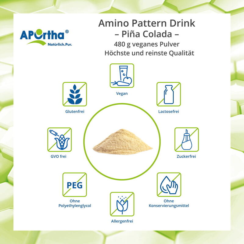 Amino Pattern Premium Drink - Pina Colada - EAA mit BCAA - 480 g veganes Pulver