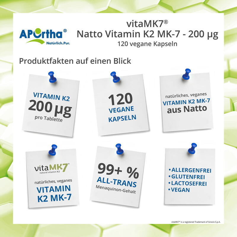 vitaMK7® - Natto Vitamin K2 MK-7 - 200 µg - 120 vegane Kapseln