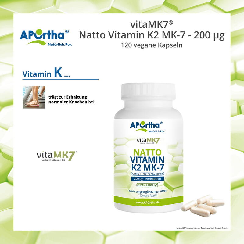vitaMK7® - Natto Vitamin K2 MK-7 - 200 µg - 120 vegane Kapseln