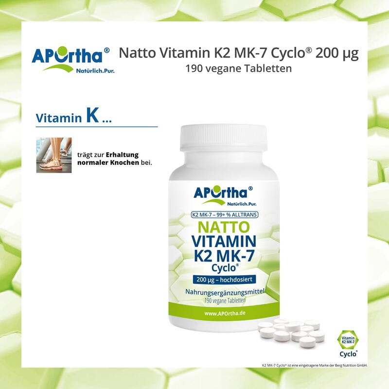 Natto Vitamin K2 MK-7 Cyclo® 200 µg - 190 vegane Tabletten