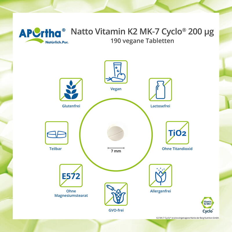 Natto Vitamin K2 MK-7 Cyclo® 200 µg - 190 vegane Tabletten