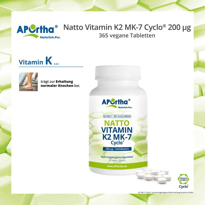 Natto Vitamin K2 MK-7 Cyclo® 200 µg - 365 vegane Tabletten - BIG BOX