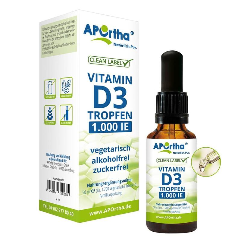 Vitamin D3 1.000 IE pro Tropfen - ca. 1.700 vegetarische Tropfen - 50 ml