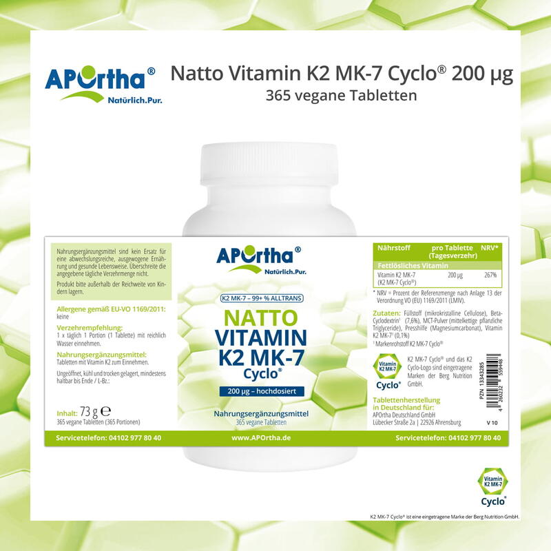 Natto Vitamin K2 MK-7 Cyclo® 200 µg - 365 vegane Tabletten - BIG BOX