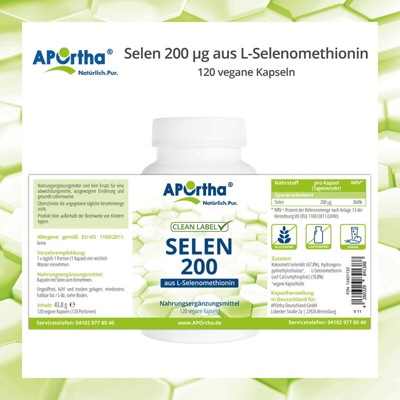 Selen 200 µg aus L-Selenomethionin - 120 vegane Kapseln