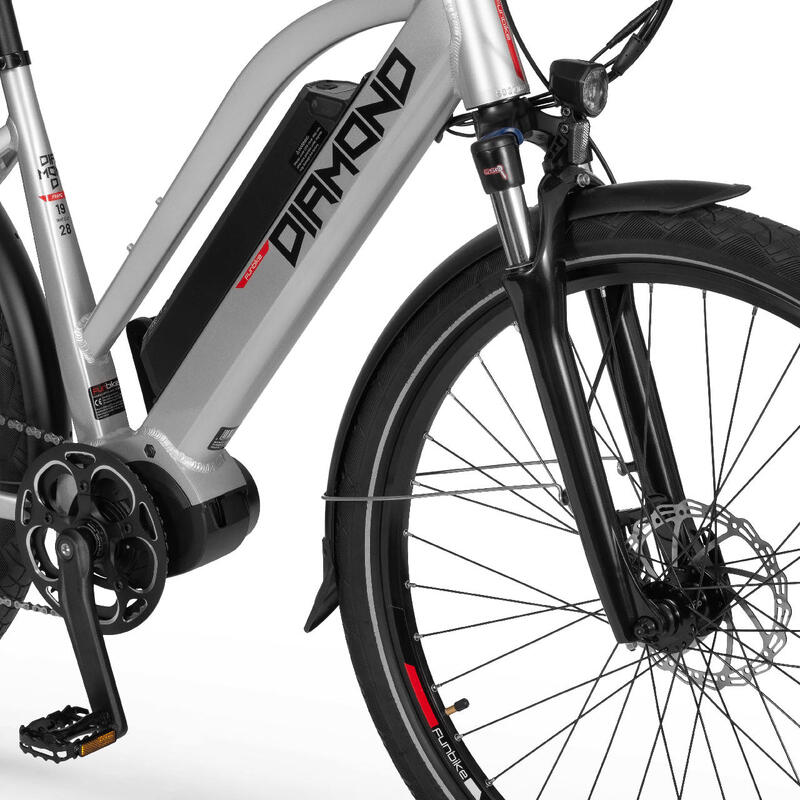 Rower elektryczny trekkingowy dla dorosłych Funbike Diamond Silver (2023) FUNBIKE Decathlon