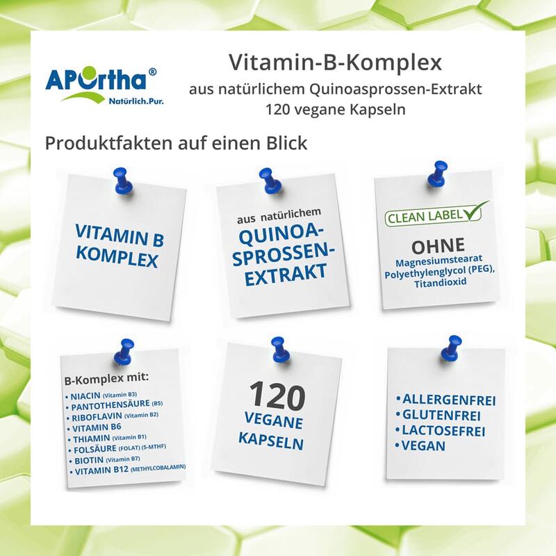 Vitamin-B-Komplex aus natürlichem Quinoasprossen-Extrakt - 120 vegane Kapseln