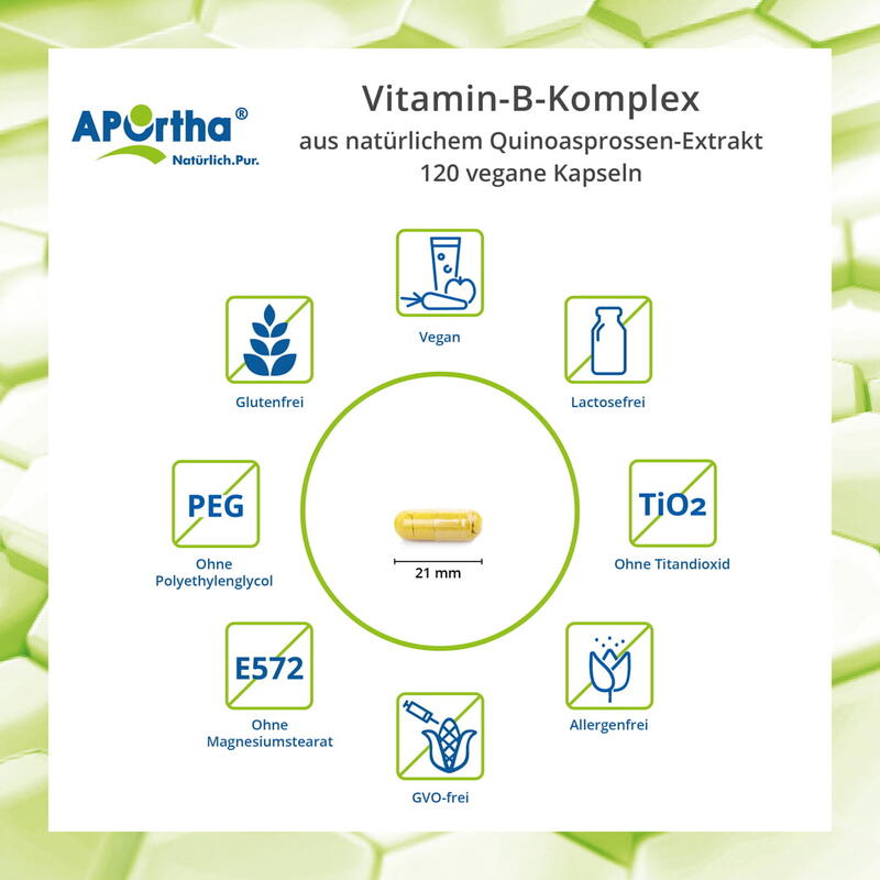 Vitamin-B-Komplex aus natürlichem Quinoasprossen-Extrakt - 120 vegane Kapseln