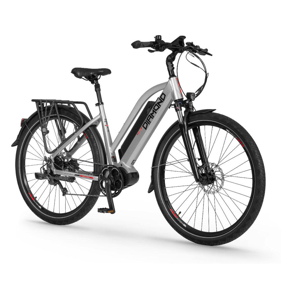 Rower elektryczny trekkingowy dla dorosłych Funbike Diamond Silver (2023) FUNBIKE Decathlon