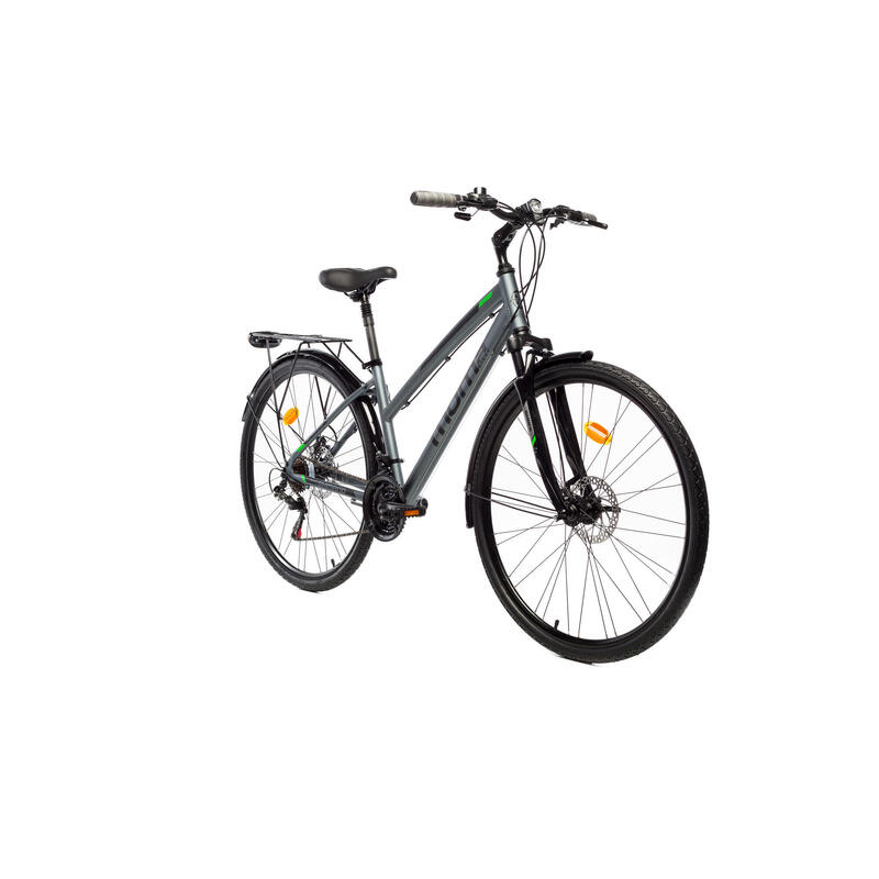 Vélo TREKKING PRO W 28", Alu, SHIMANO 21V, Freins a Disque, Susp. Avant