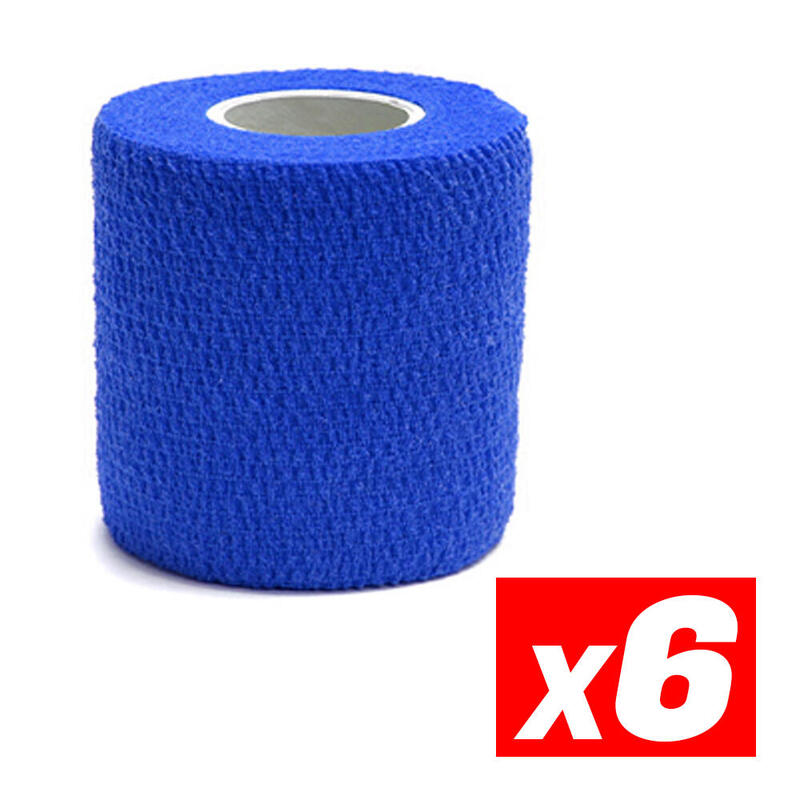 COHESIVE TAPE Fita de compressão desportiva coesiva Azul Pacote 6