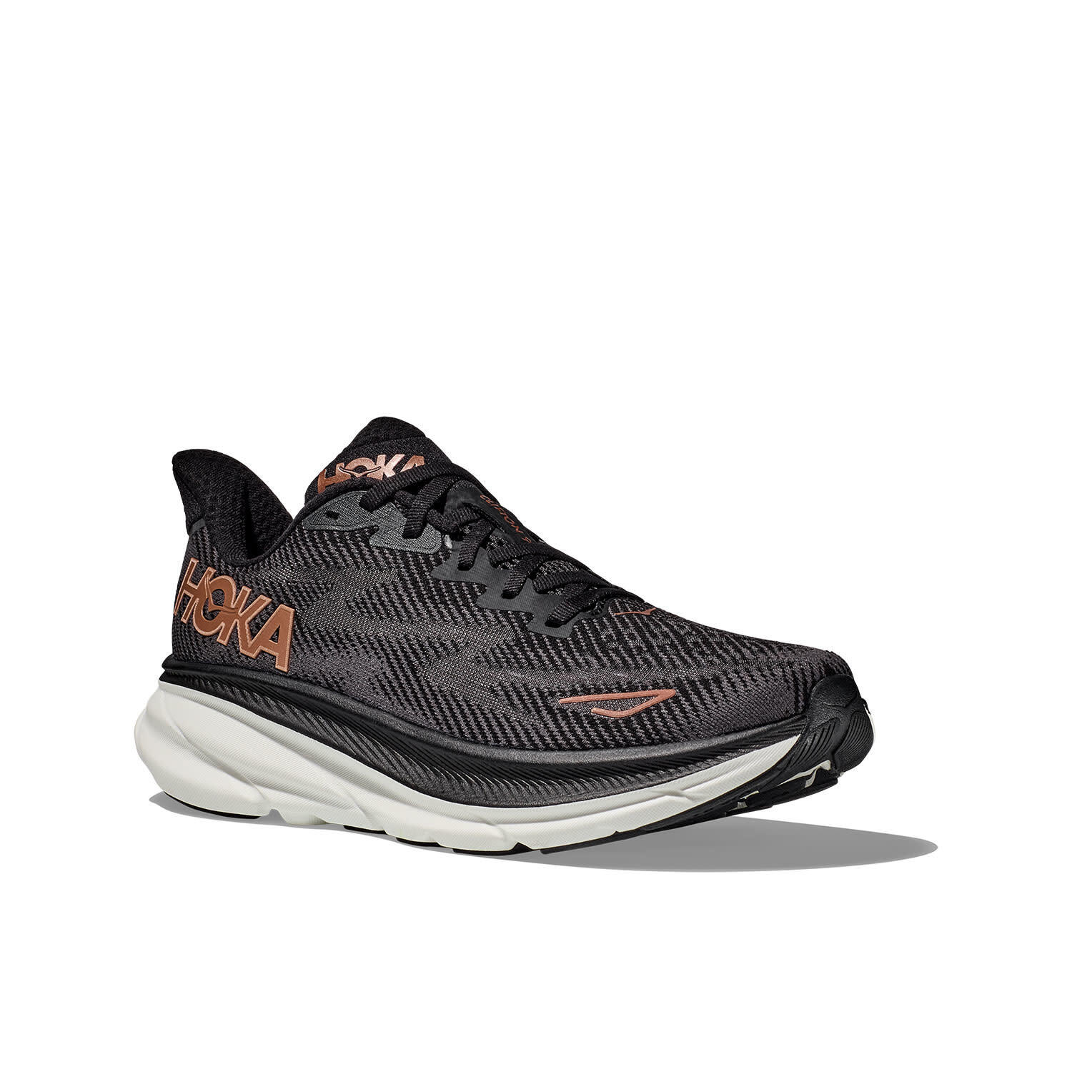 Calçado de corrida mulher - HOKA Clifton 9 W - Preto / Cobre 2/7