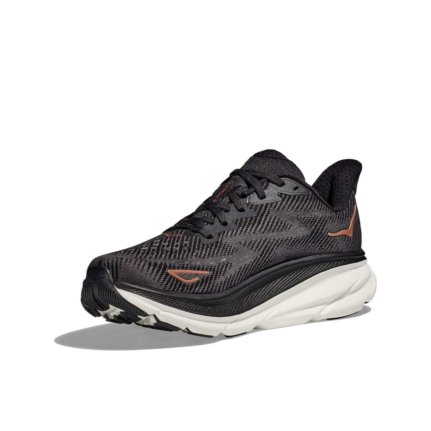 Calçado de corrida mulher - HOKA Clifton 9 W - Preto / Cobre 3/7