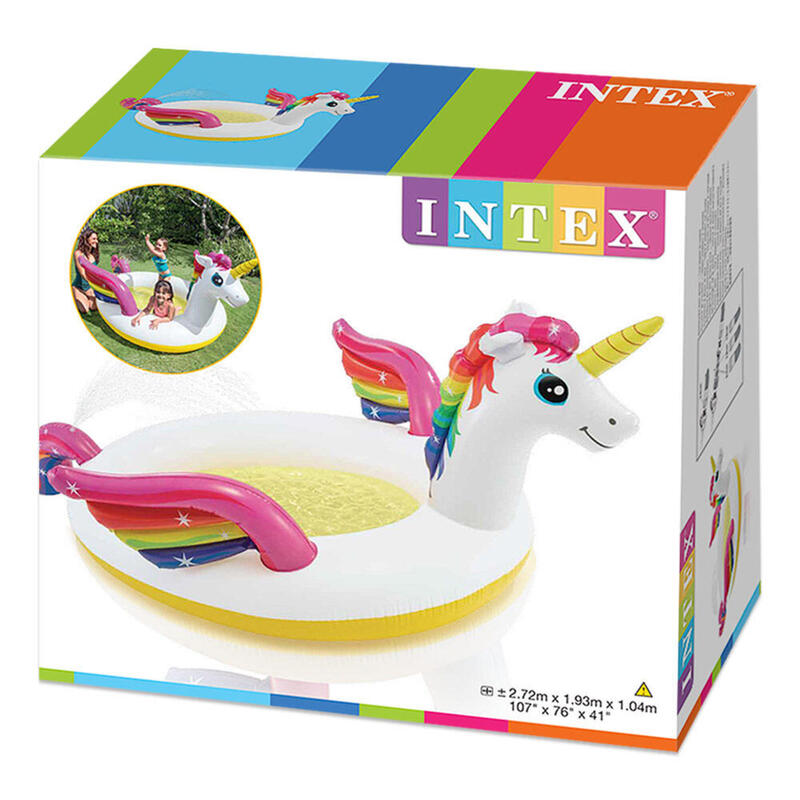 Piscina insuflável Intex unicórnio & pulverizador - 193x272x104 cm