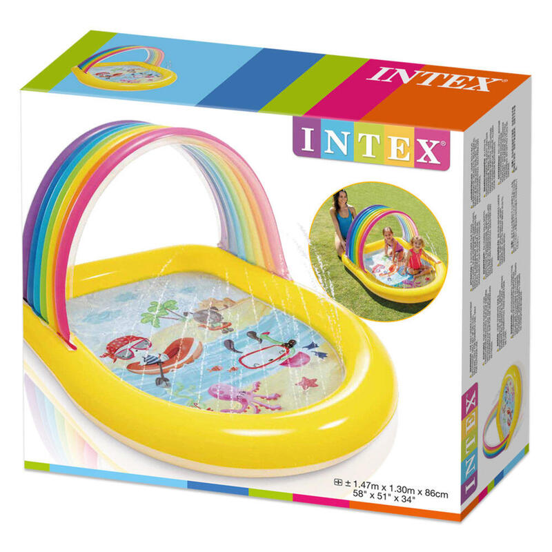 Piscina Criança arco-íris com arco e pulverizador Intex