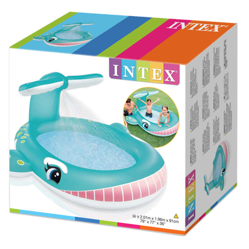 Piscina desmontable hinchable ballena Intex con aspersor 201x196x91 cm