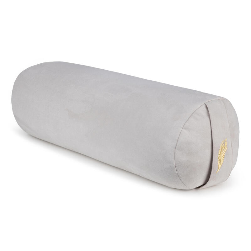 MindBaas - Yoga Bolster - Suede - Lichtgrijs - 60 x 20 (lengte x diameter)