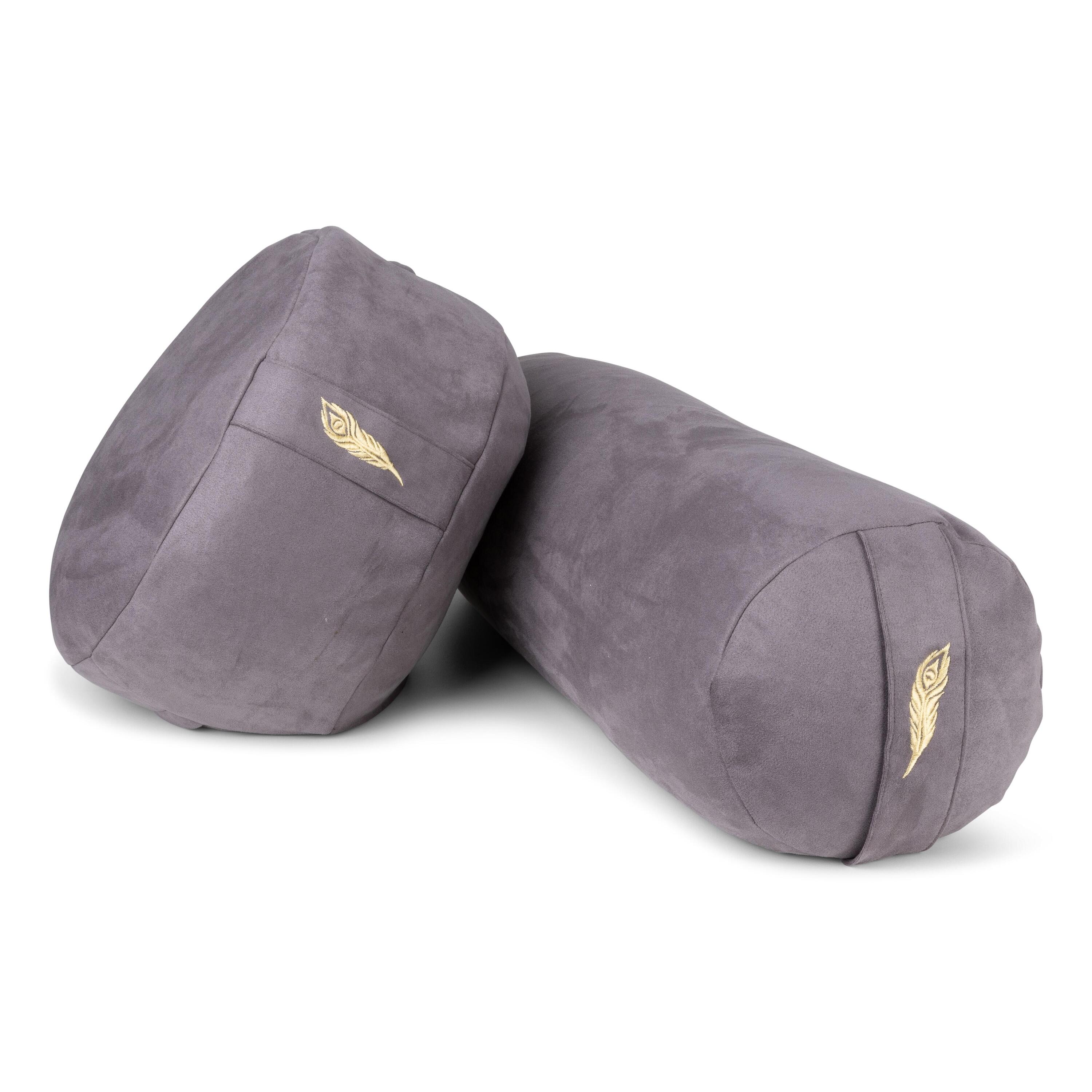 MindBaas - Yoga Bolster - Suede - Donkergrijs - 60 x 20 (lengte x diameter) 4/4