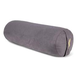 MindBaas - Yoga Bolster - Suede - Donkergrijs - 60 x 20 (lengte x diameter)