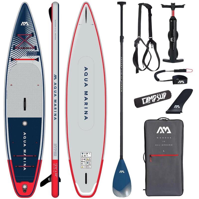 Deska SUP Aqua Marina HYPER 12'6" BT-23HY02 WIOSŁO CARBON PASEK BOJKA