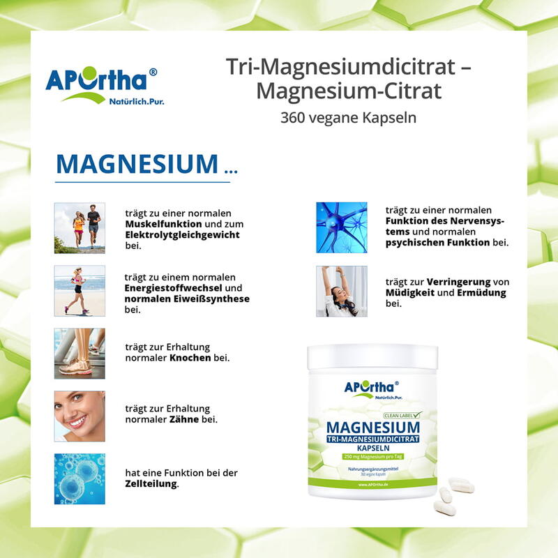 Magnesium-Citrat - Tri-Magnesiumdicitrat - 360 vegane Kapseln