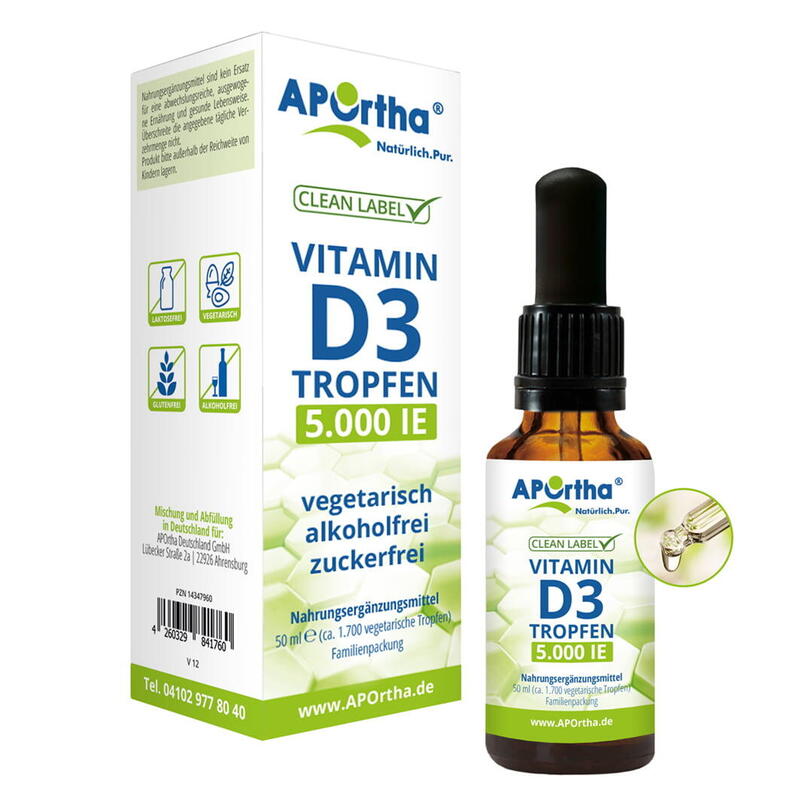 Vitamin D3 5.000 IE pro Tropfen - ca. 1.700 vegetarische Tropfen - 50 ml