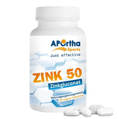 Zink 50 - Zinkgluconat - 190 vegane Tabletten