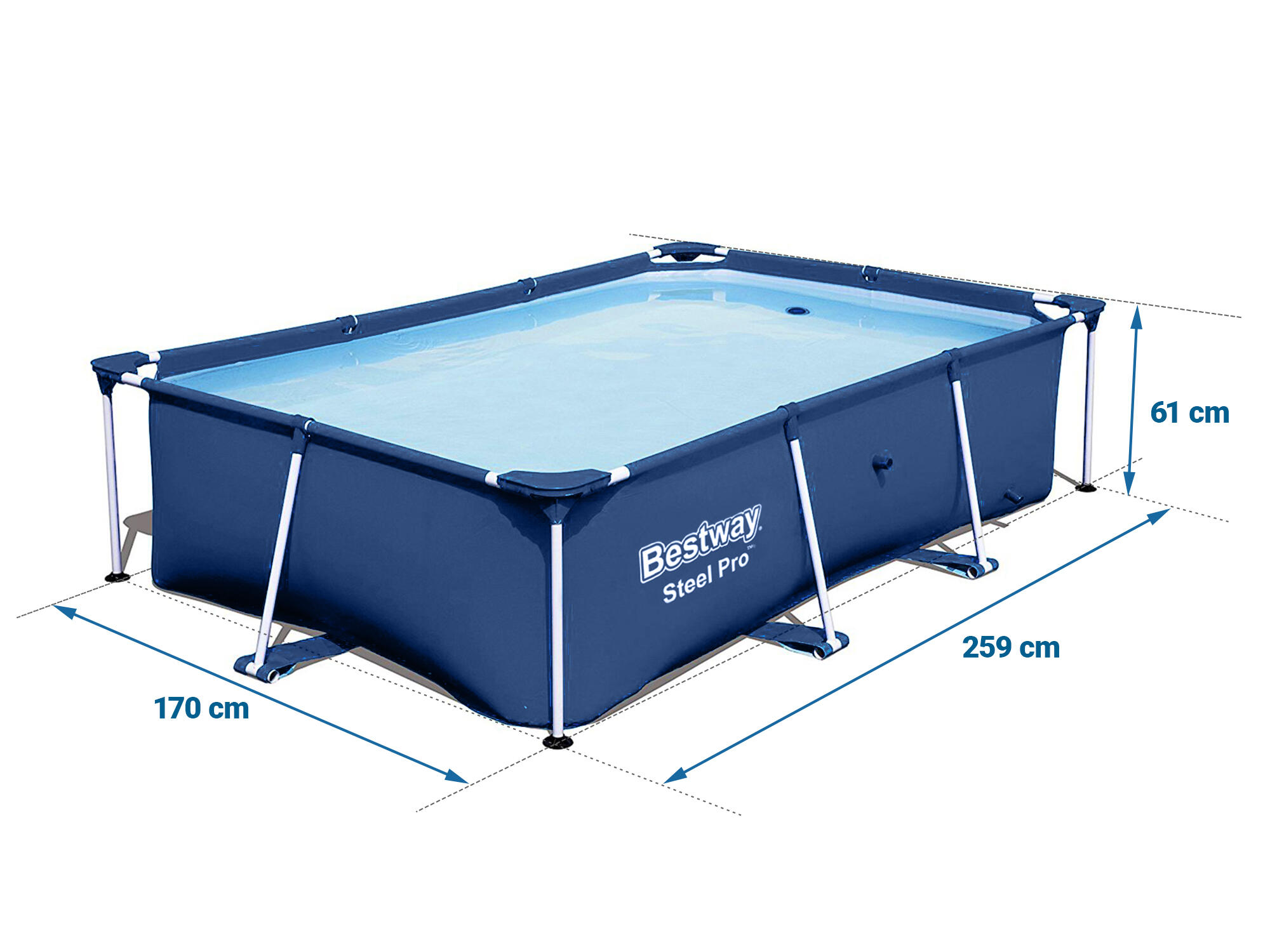 Piscina Bestway Rígida 259x170x61 cm para Adultos 5/6