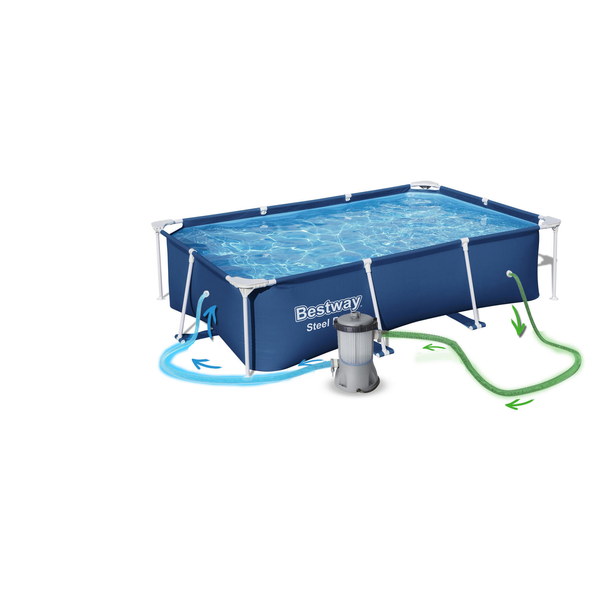 Bestway© Steel Pro Above-ground rectangular pool 2.59 m x 1.70 m x 61 cm