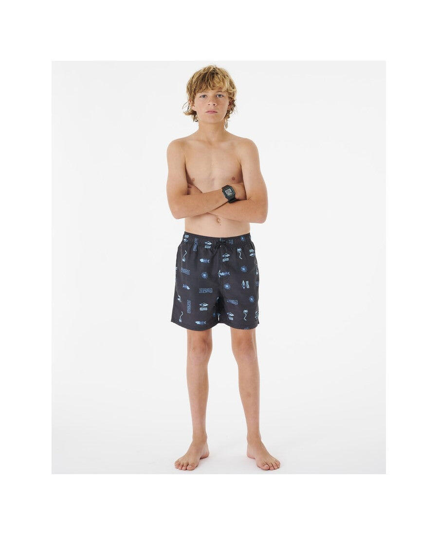 Spodenki surfingowe chłopięce Rip Curl Tube Heads Sun Volley Mesh -Bo czarny 4/6