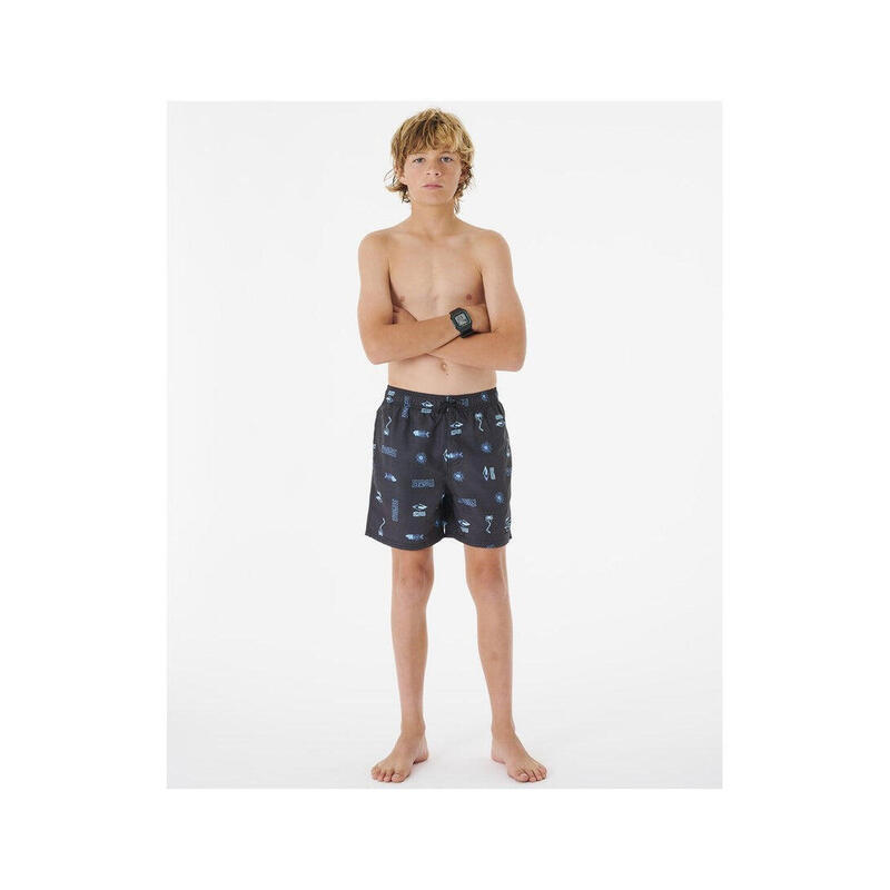 Spodenki surfingowe chłopięce Rip Curl Tube Heads Sun Volley Mesh -Bo czarny