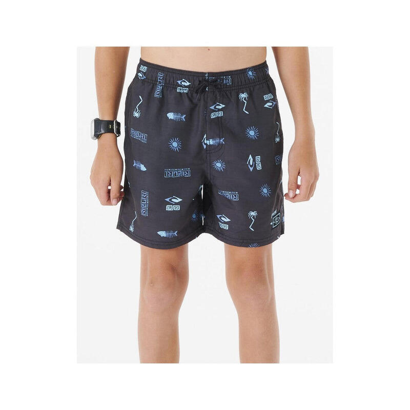 Spodenki surfingowe chłopięce Rip Curl Tube Heads Sun Volley Mesh -Bo czarny
