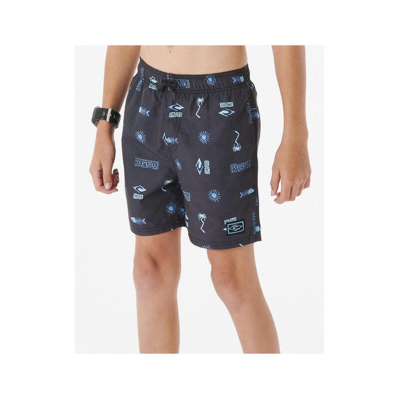 Spodenki surfingowe chłopięce Rip Curl Tube Heads Sun Volley Mesh -Bo czarny