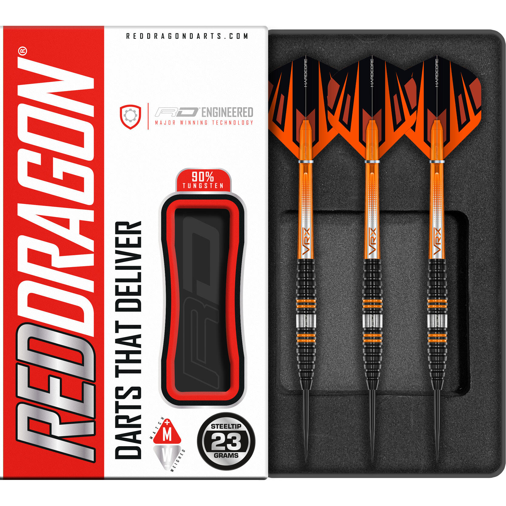 RED DRAGON DARTS Amberjack Pro 2 23 Gram Premium Tungsten Darts Set with Flights & Stems