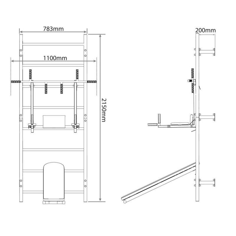 Estação de força com barra de tração +  dip bar + barra fixa