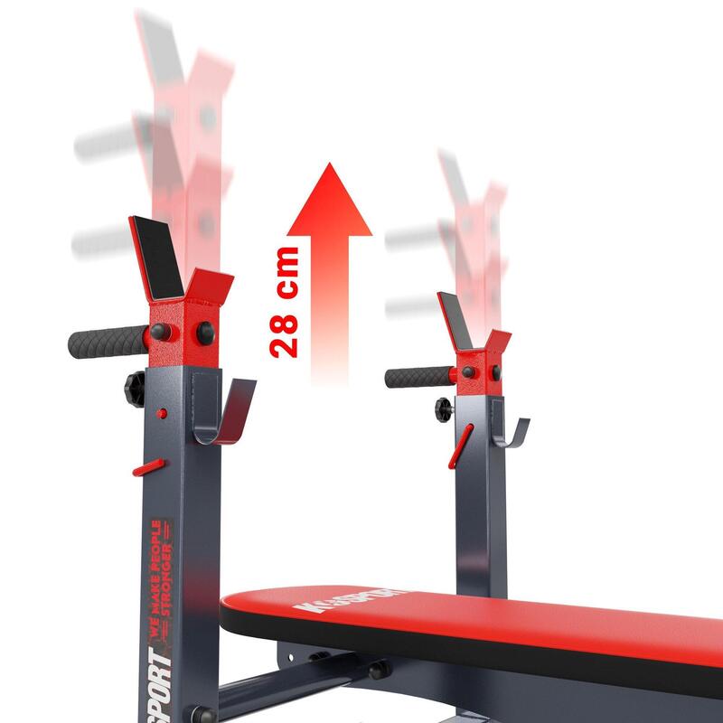 Rack ajustável com banco de musculação k-sport