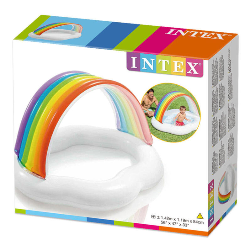 Piscina desmontable bebé Intex con toldo arcoiris 142x119x84 cm