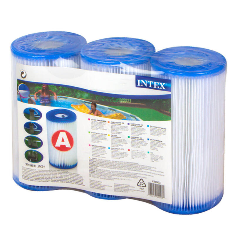 Pack 6 filtros Intex tipo A: altura 20,2 cm & 10,8/5 cm diâmetro