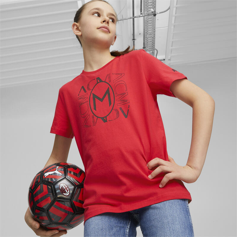 T-shirt AC Milan FtblCore Graphic da ragazzi PUMA For All Time Red Black