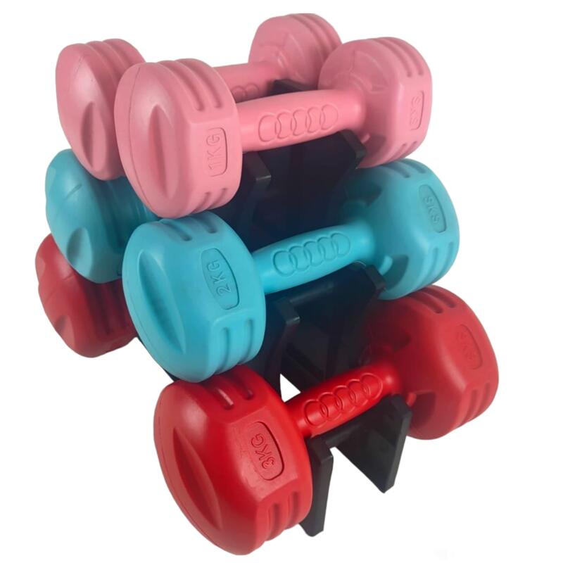 Set 6 gantere aerobic 12 kg. cu suport VULKAN®