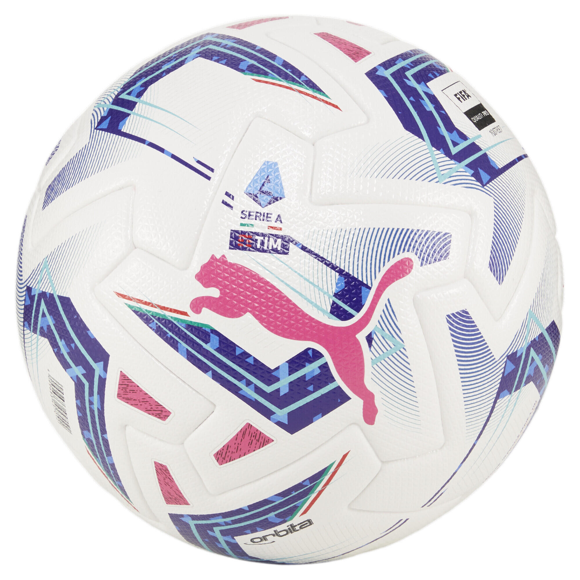 Puma - Ballon De Football Orbita Serie A Pro Puma White Blue Glimmer Sunset Glow Pink - Ballon De Foot - Bleu|multicolore|rose - 5 - Decathlon