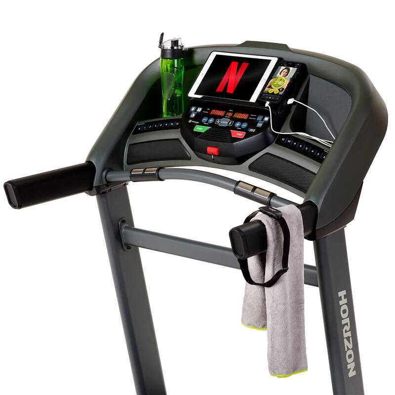 T202 - Horizon Fitness Tapis Roulant Elettrico Pieghevole Salvaspazio