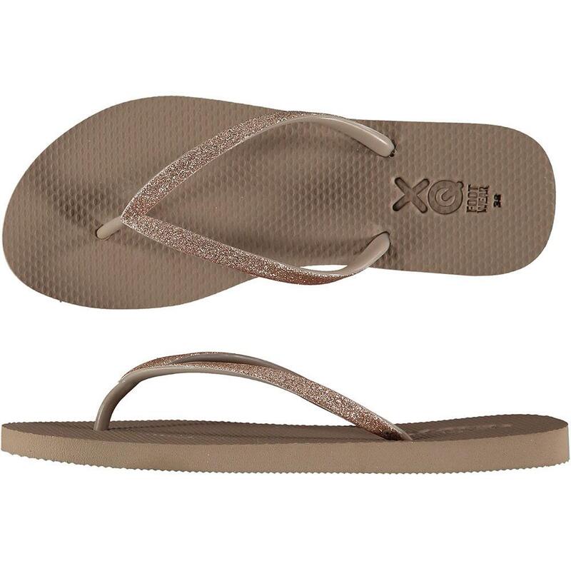 XQ - Teenslippers Dames - Glitter - Taupe - Flip Flops dames