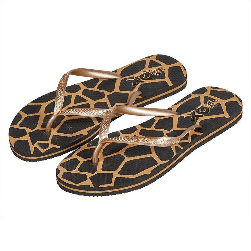 XQ - Teenslippers Dames - Dierenprint - Goud - Flip Flops dames