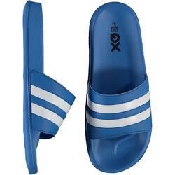 XQ | Tongs homme | Rayures | Bleu Cobalt | Taille 43 | Pantouffles de bain homme