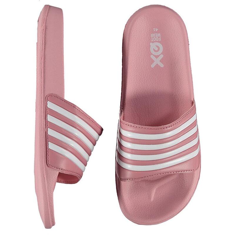 XQ - Slippers Dames - Stripes - Roze - Badslippers dames - Gevormd voetbed