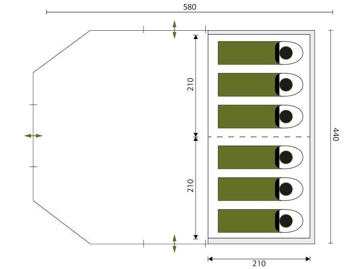 Tenda da campeggio - Nordland 6 Protect - Tunnel - 1 cabine - 580 x 440 cm 7/7