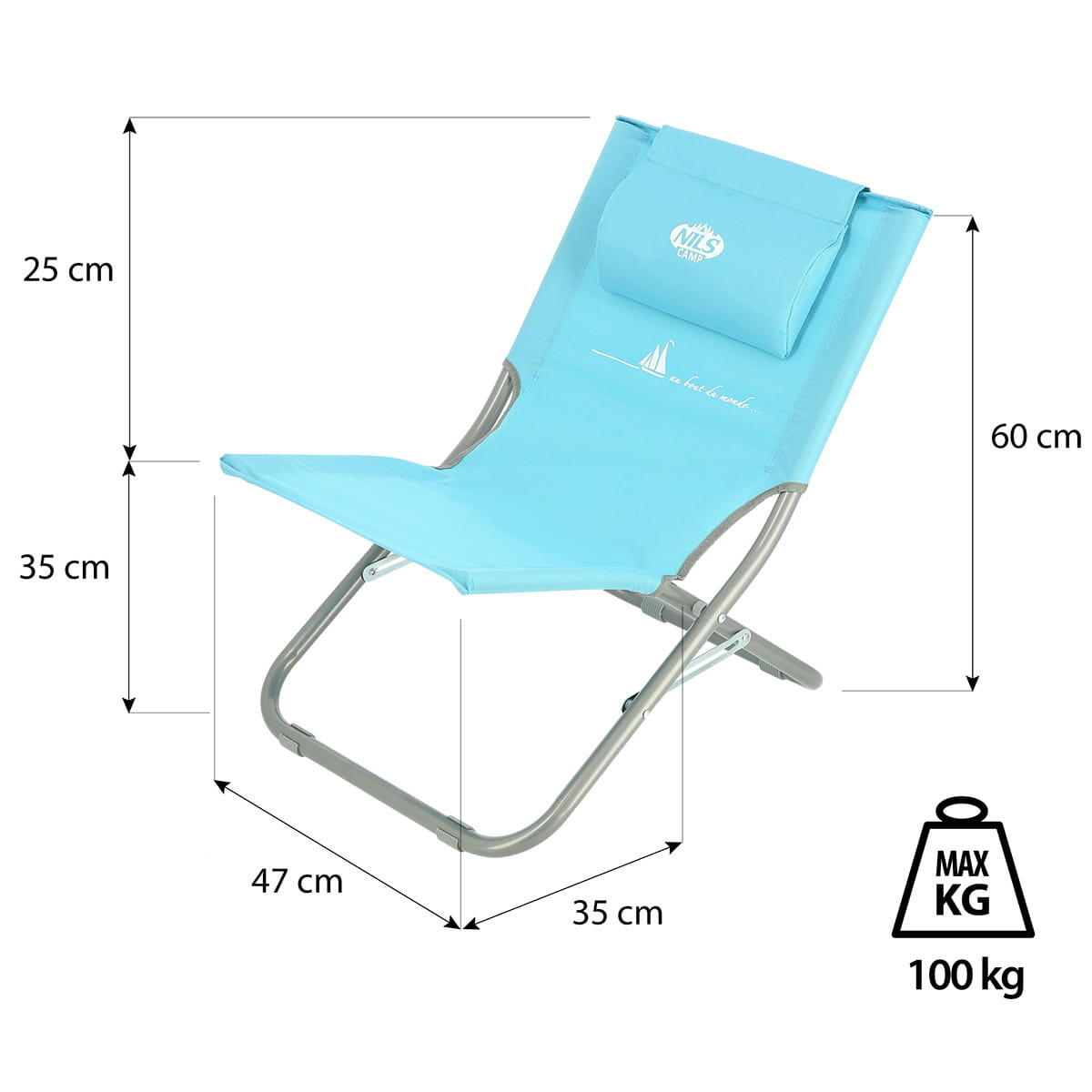 Chaise de plage avec coussin Nils Camp NC3136 5/7
